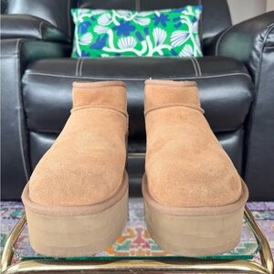 UGG Women's Brown Suede Ultra Mini Platform Boots